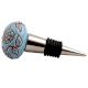 Turquoise Marigold Etched Ceramic Wine Stopper (Pack Of One Piece)